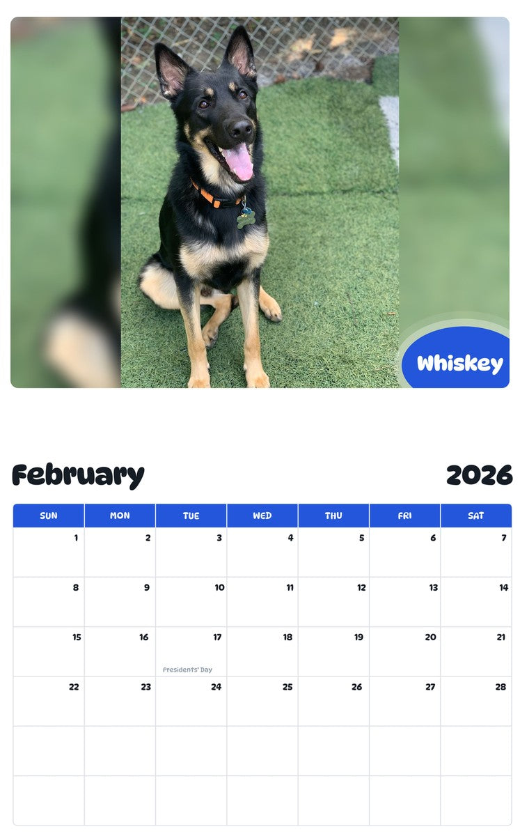 October 2025 - September 2026 Whiskey - Pawidols Pet Calendar
