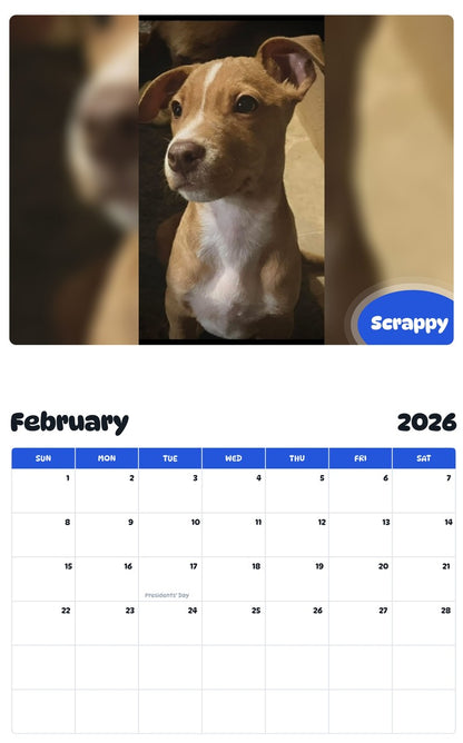 October 2025 - September 2026 Scrappy - Pawidols Pet Calendar