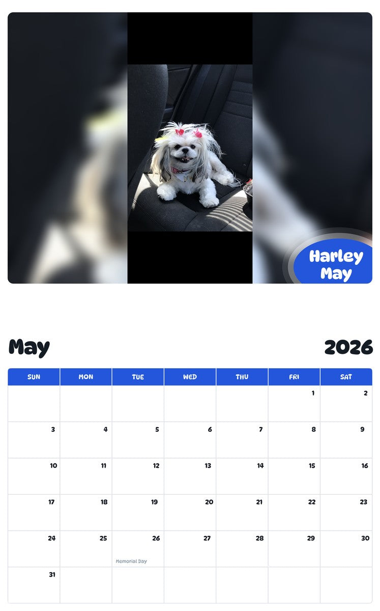 2026 - 2027 Harley May - Pawidols Pet Calendar