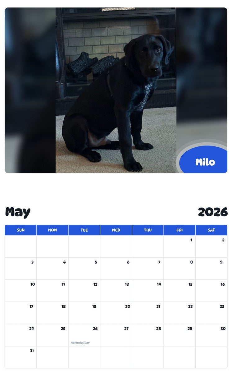 2026 - 2027 Milo - Pawidols Pet Calendar