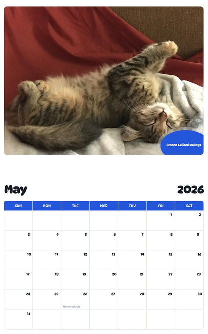 2026 - 2027 Amara Leilani Owings - Pawidols Pet Calendar