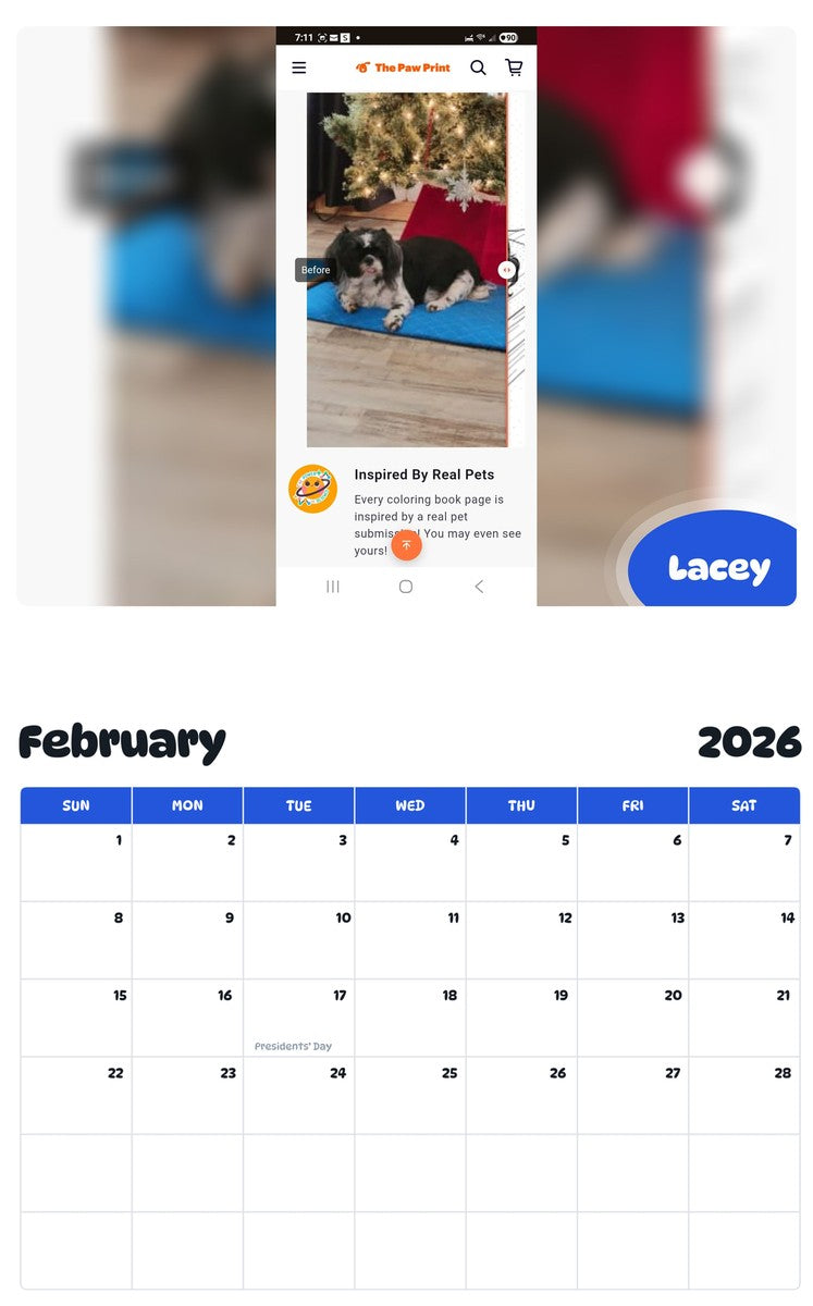 November 2025 - October 2026 Lacey - Pawidols Pet Calendar
