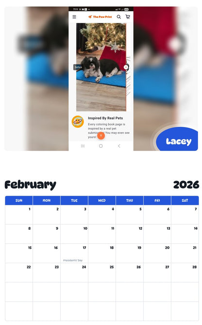 November 2025 - October 2026 Lacey - Pawidols Pet Calendar