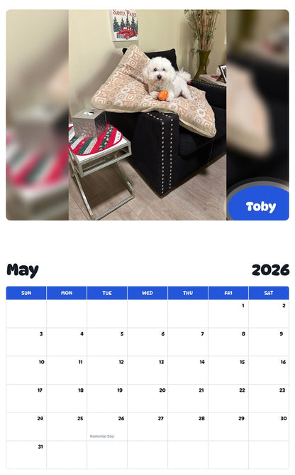 2026 - 2027 Toby - Pawidols Pet Calendar