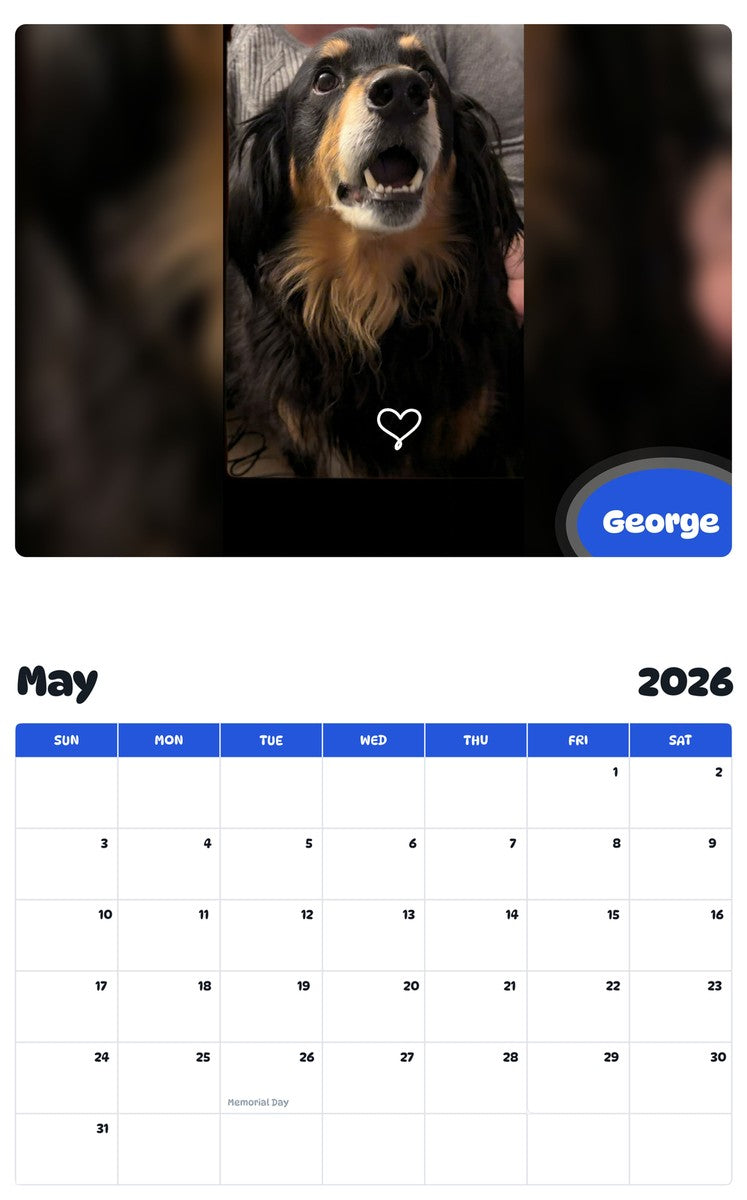 2026 - 2027 George - Pawidols Pet Calendar