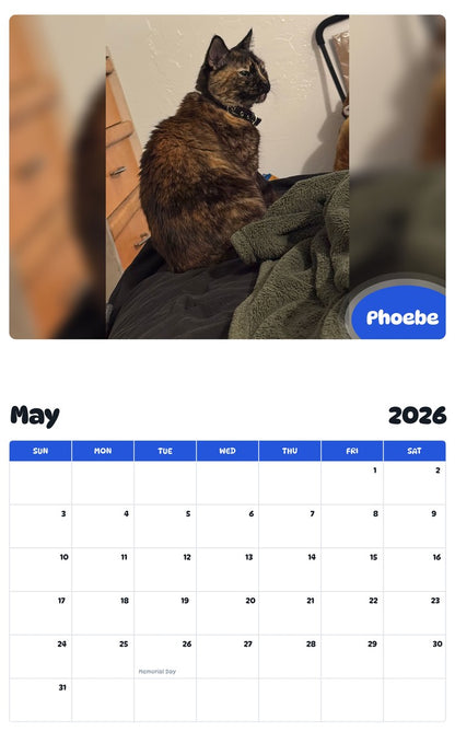 2026 - 2027 Phoebe - Pawidols Pet Calendar