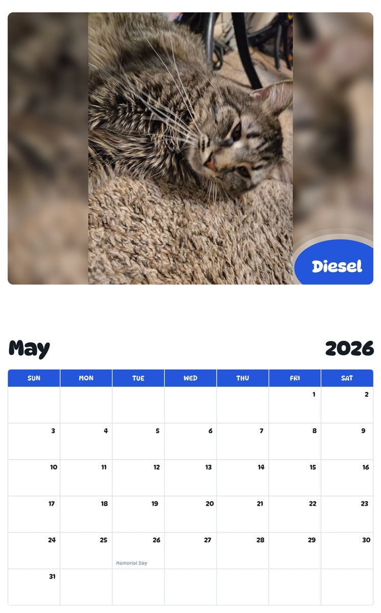 2026 - 2027 Diesel - Pawidols Pet Calendar