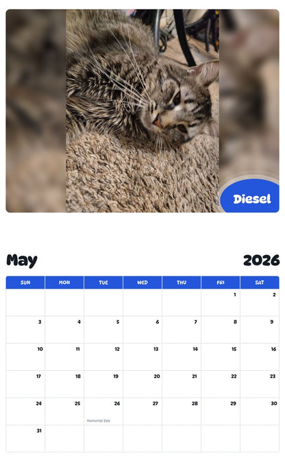 2026 - 2027 Diesel - Pawidols Pet Calendar