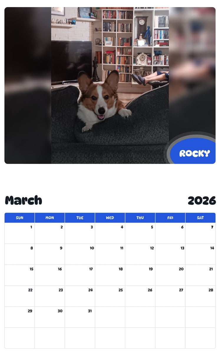 November 2025 - October 2026 ROCKY - Pawidols Pet Calendar