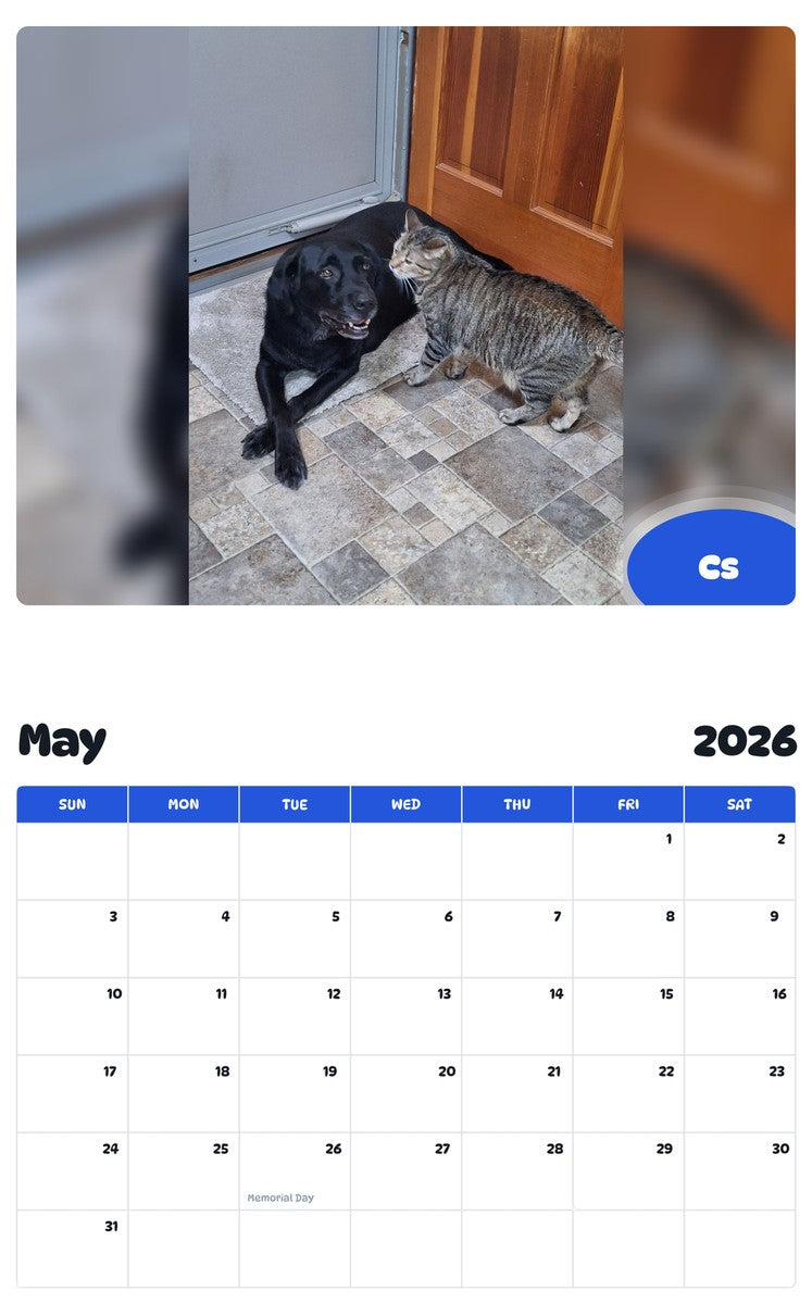2026 - 2027 Cs - Pawidols Pet Calendar