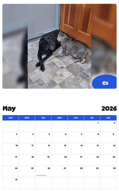 2026 - 2027 Cs - Pawidols Pet Calendar