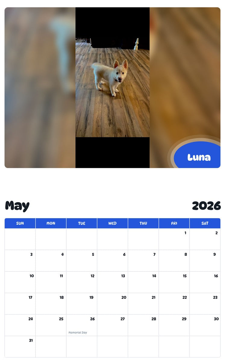 2026 - 2027 Luna - Pawidols Pet Calendar