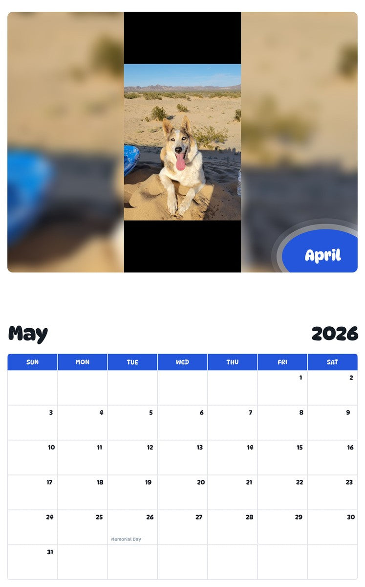 2026 - 2027 April - Pawidols Pet Calendar