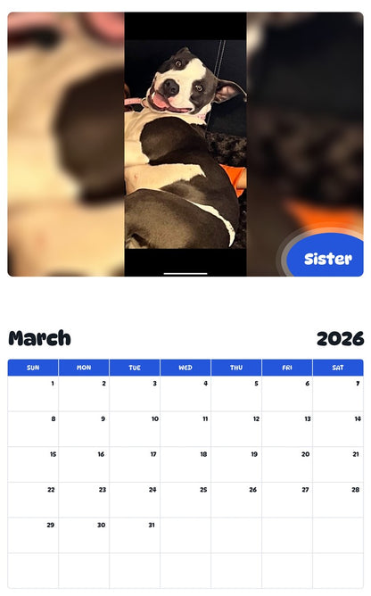 November 2025 - October 2026 Sister - Pawidols Pet Calendar