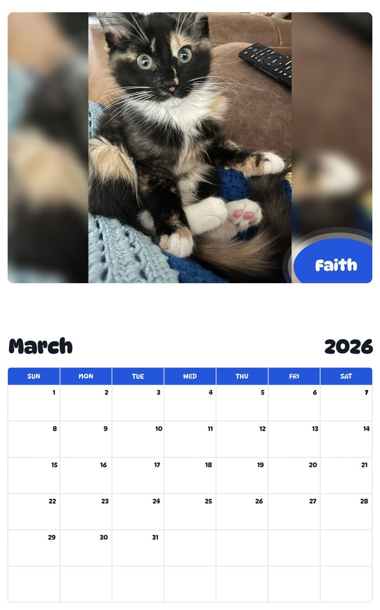 November 2025 - October 2026 Faith - Pawidols Pet Calendar
