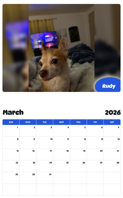 November 2025 - October 2026 Rudy - Pawidols Pet Calendar