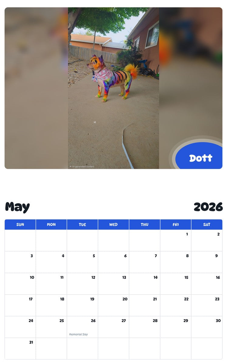 2026 - 2027 Dott - Pawidols Pet Calendar