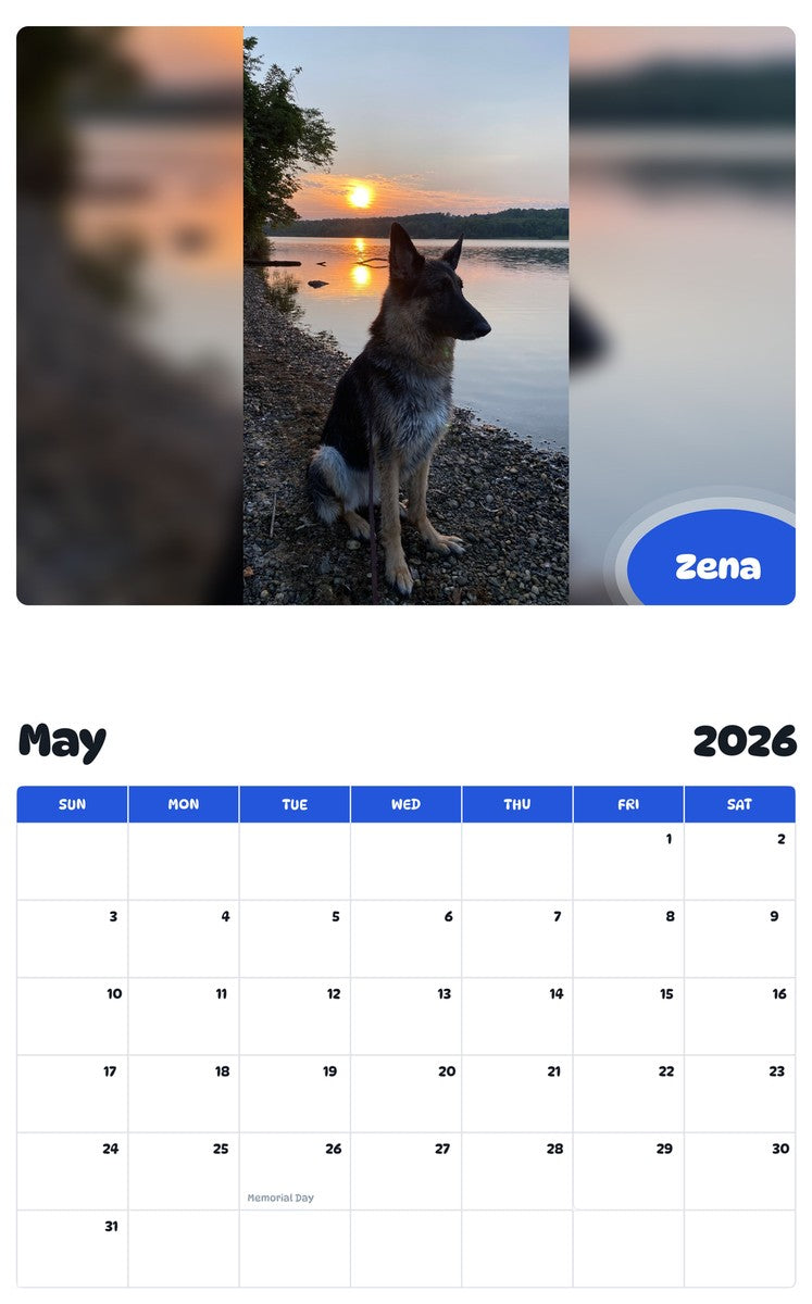2026 - 2027 Zena - Pawidols Pet Calendar