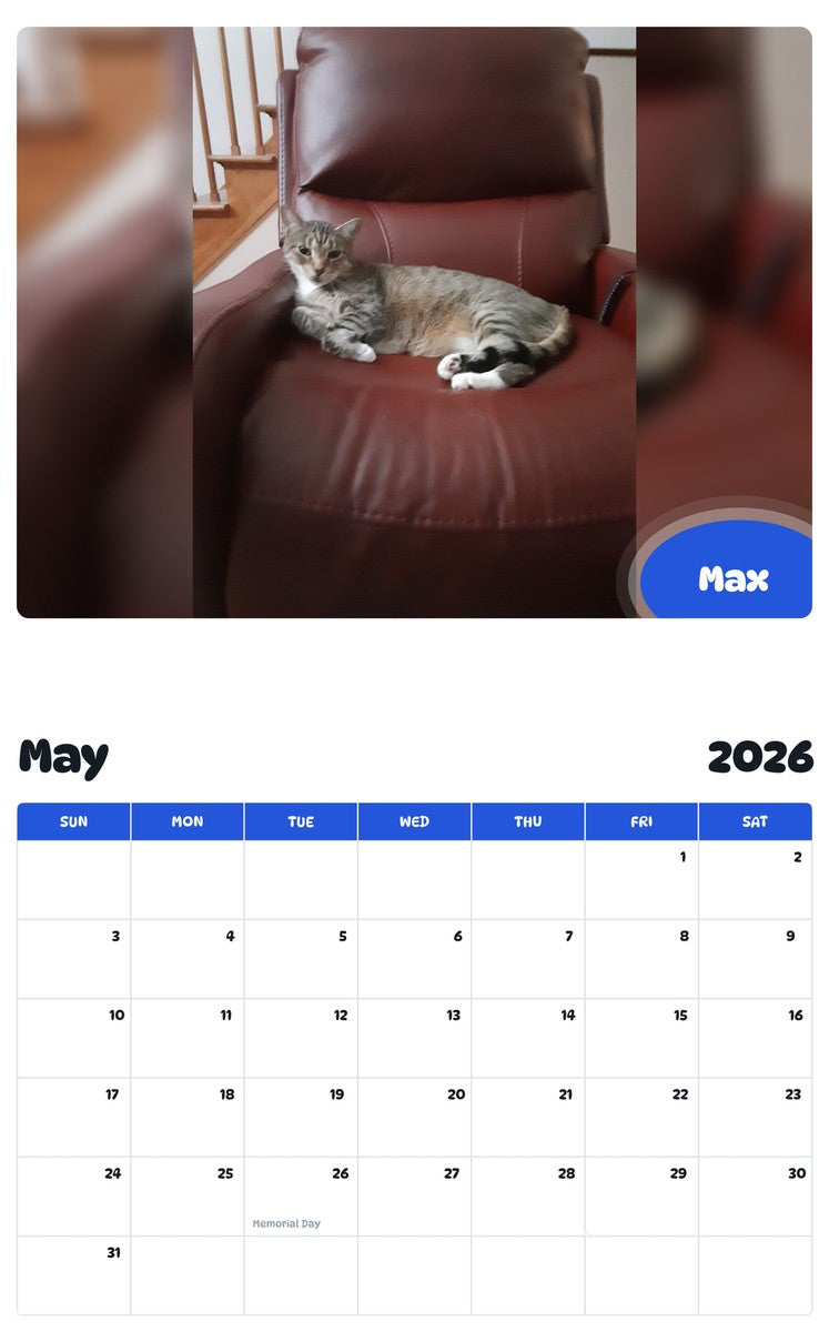 2026 - 2027 Max - Pawidols Pet Calendar