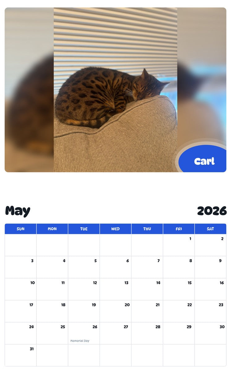 2026 - 2027 Carl - Pawidols Pet Calendar