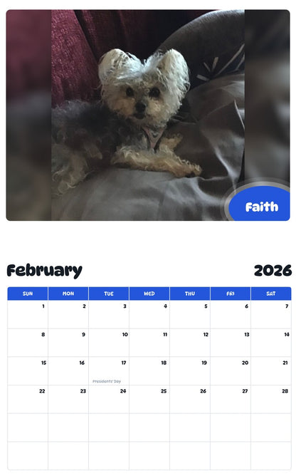 October 2025 - September 2026 Faith - Pawidols Pet Calendar