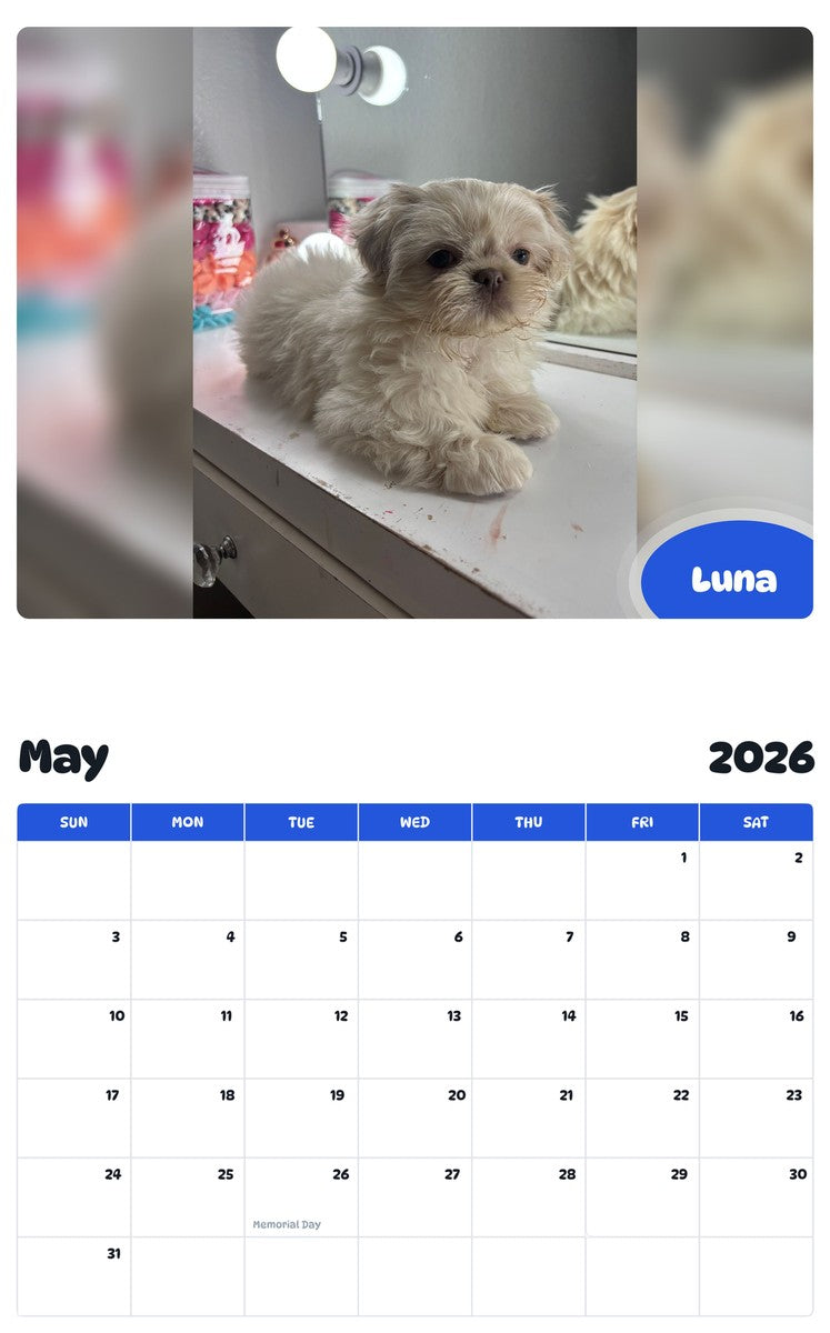 2026 - 2027 Luna - Pawidols Pet Calendar