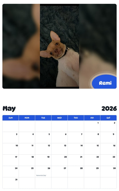 2026 - 2027 Remi - Pawidols Pet Calendar