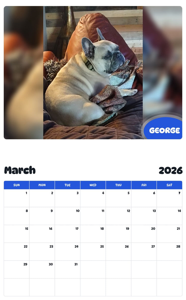 November 2025 - October 2026 GEORGE - Pawidols Pet Calendar