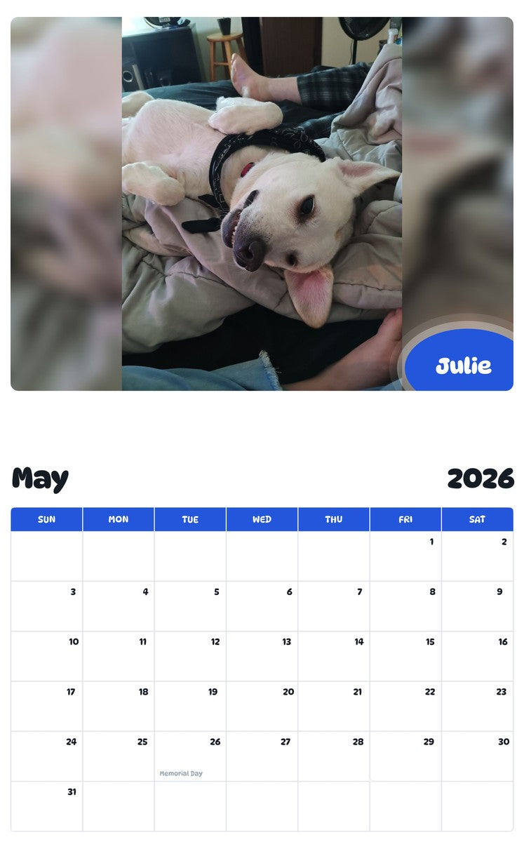 2026 - 2027 Julie - Pawidols Pet Calendar