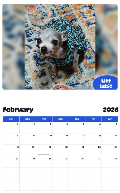 October 2025 - September 2026 Littlebit - Pawidols Pet Calendar