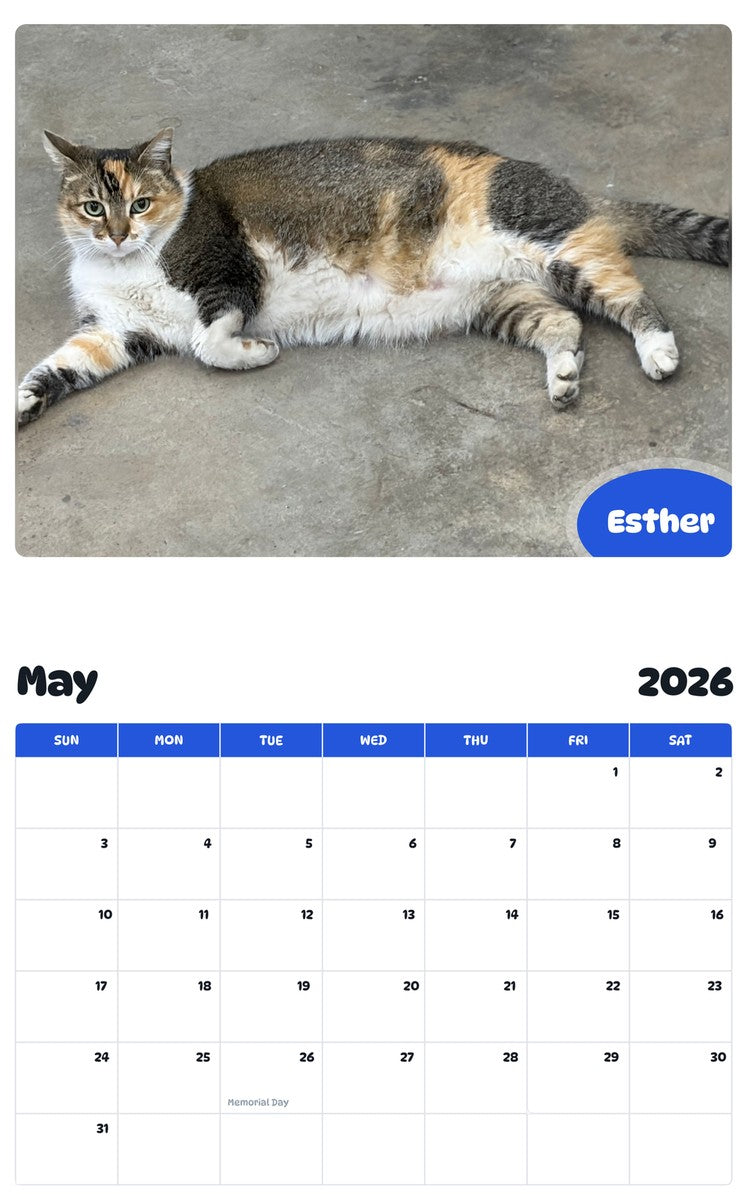 2026 - 2027 Esther - Pawidols Pet Calendar