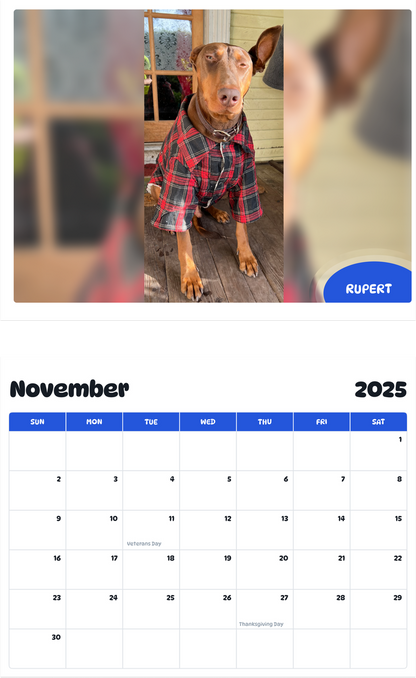 July 2025 - June 2026 Rupert - Pawidols Pet Calendar