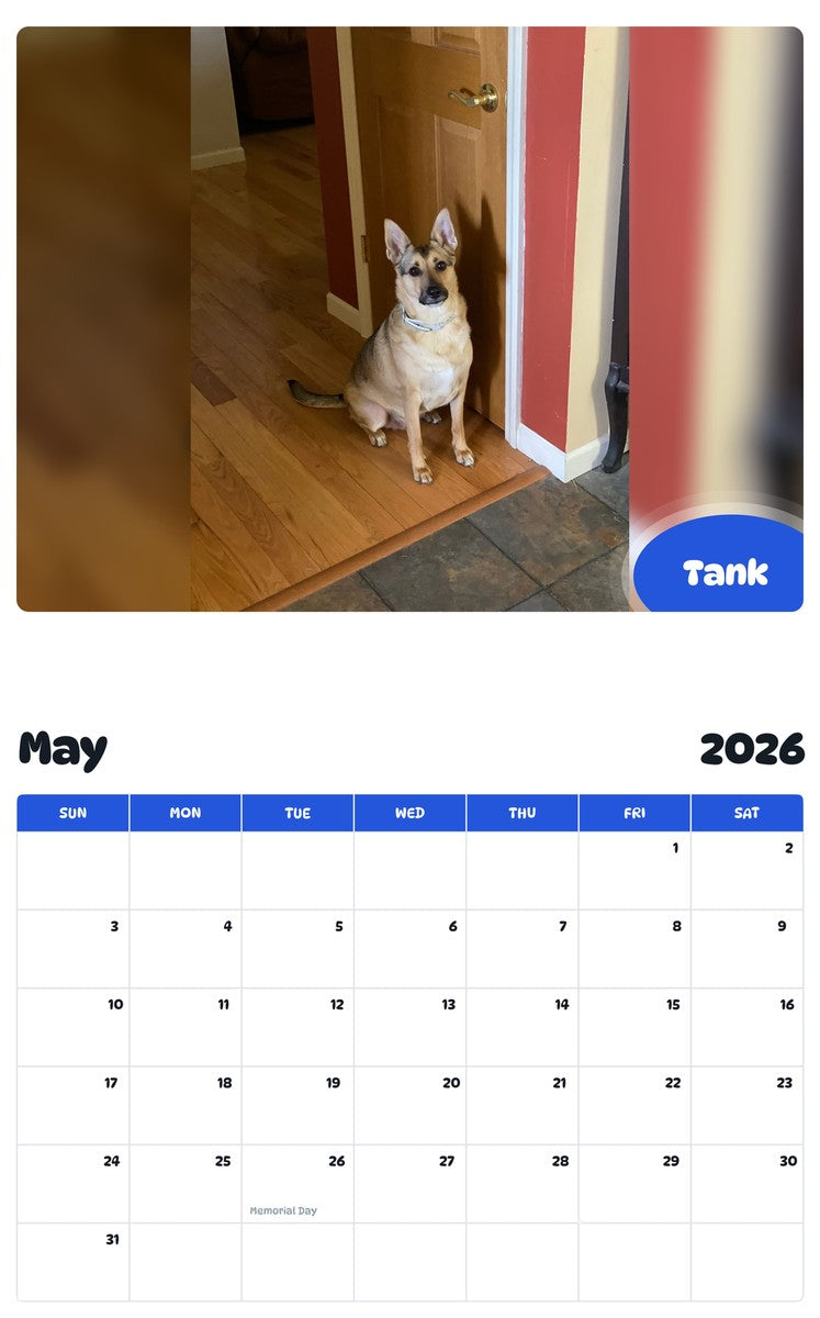 2026 - 2027 Tank - Pawidols Pet Calendar