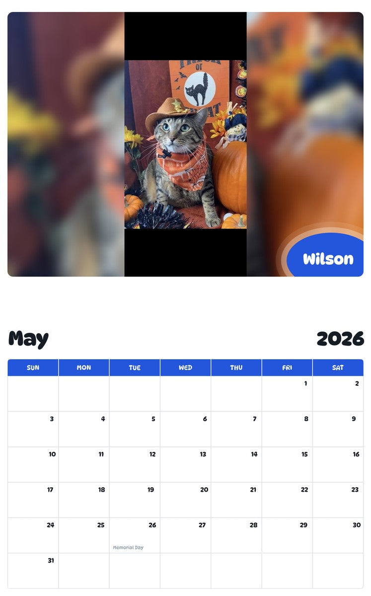 2026 - 2027 Wilson - Pawidols Pet Calendar