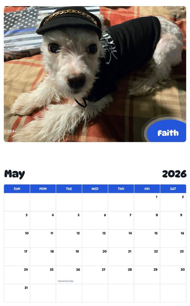2026 - 2027 Faith - Pawidols Pet Calendar