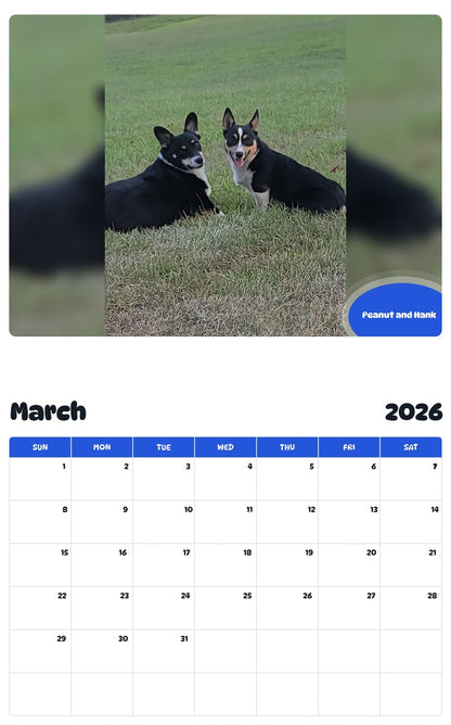 November 2025 - October 2026 Peanut and Hank - Pawidols Pet Calendar