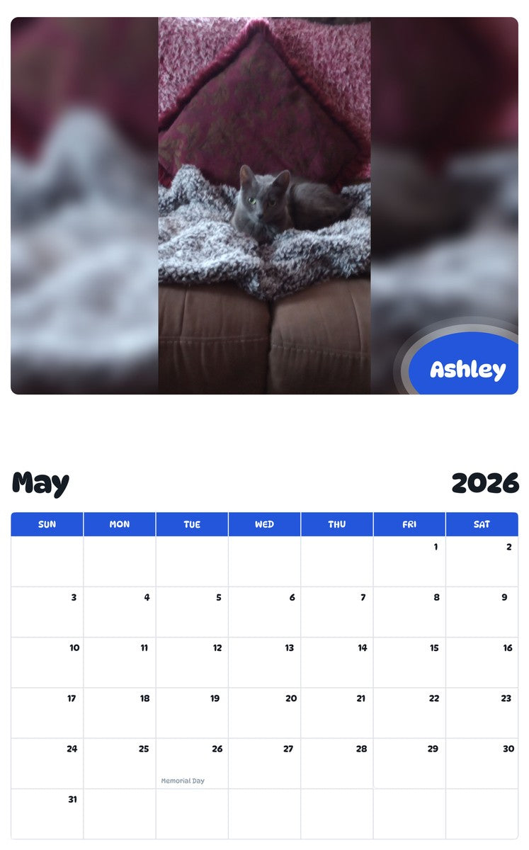 2026 - 2027 Ashley - Pawidols Pet Calendar