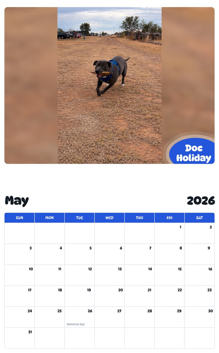 2026 - 2027 Doc Holiday - Pawidols Pet Calendar