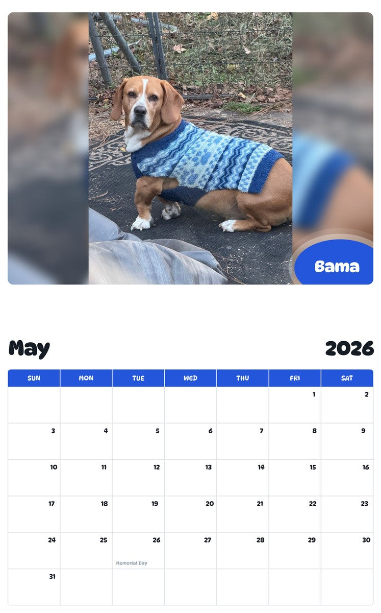 2026 - 2027 Bama - Pawidols Pet Calendar