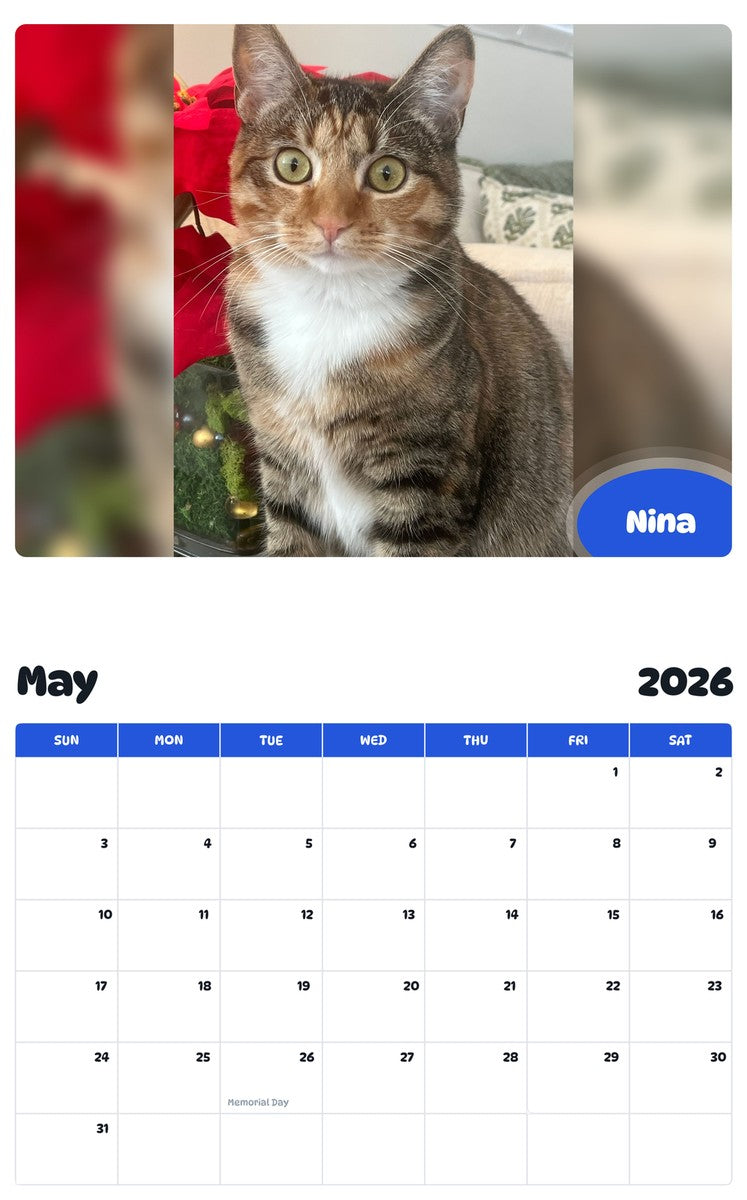 2026 - 2027 Nina - Pawidols Pet Calendar