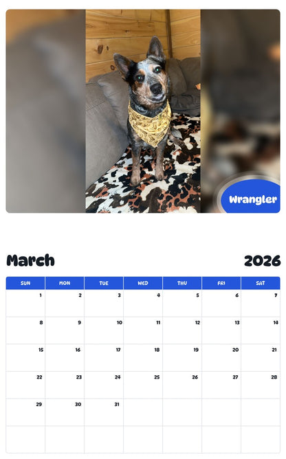 November 2025 - October 2026 Wrangler - Pawidols Pet Calendar