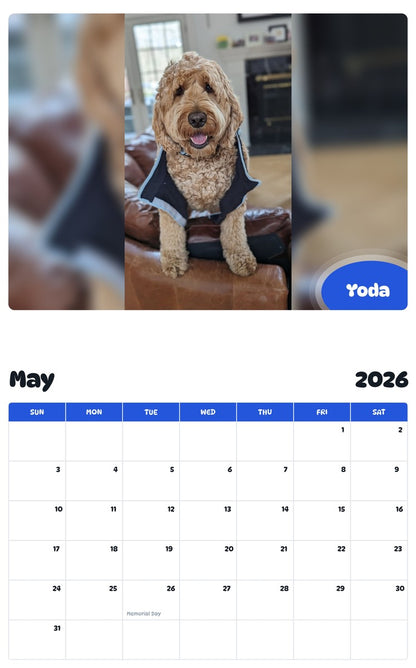 2026 - 2027 Yoda - Pawidols Pet Calendar