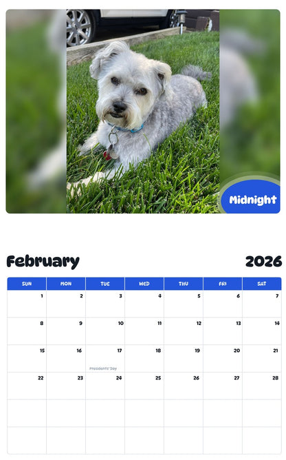 October 2025 - September 2026 Midnight - Pawidols Pet Calendar