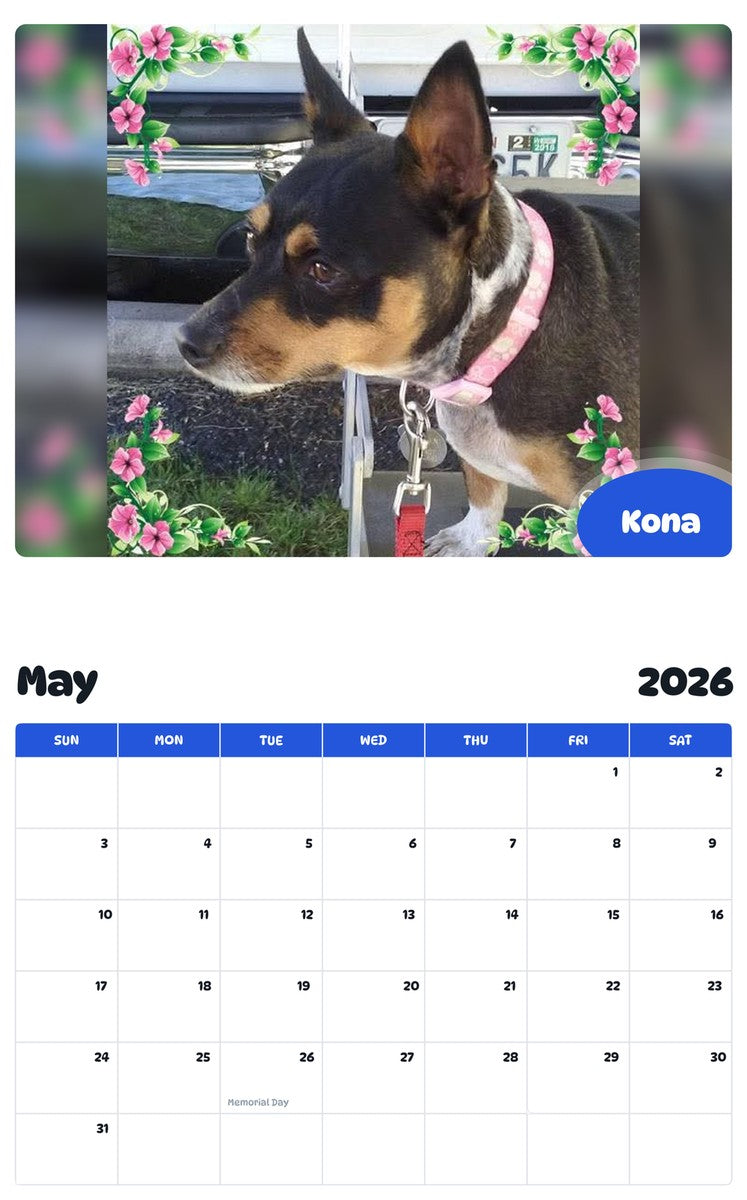 2026 - 2027 Kona - Pawidols Pet Calendar