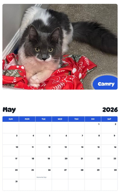 2026 - 2027 Camry - Pawidols Pet Calendar