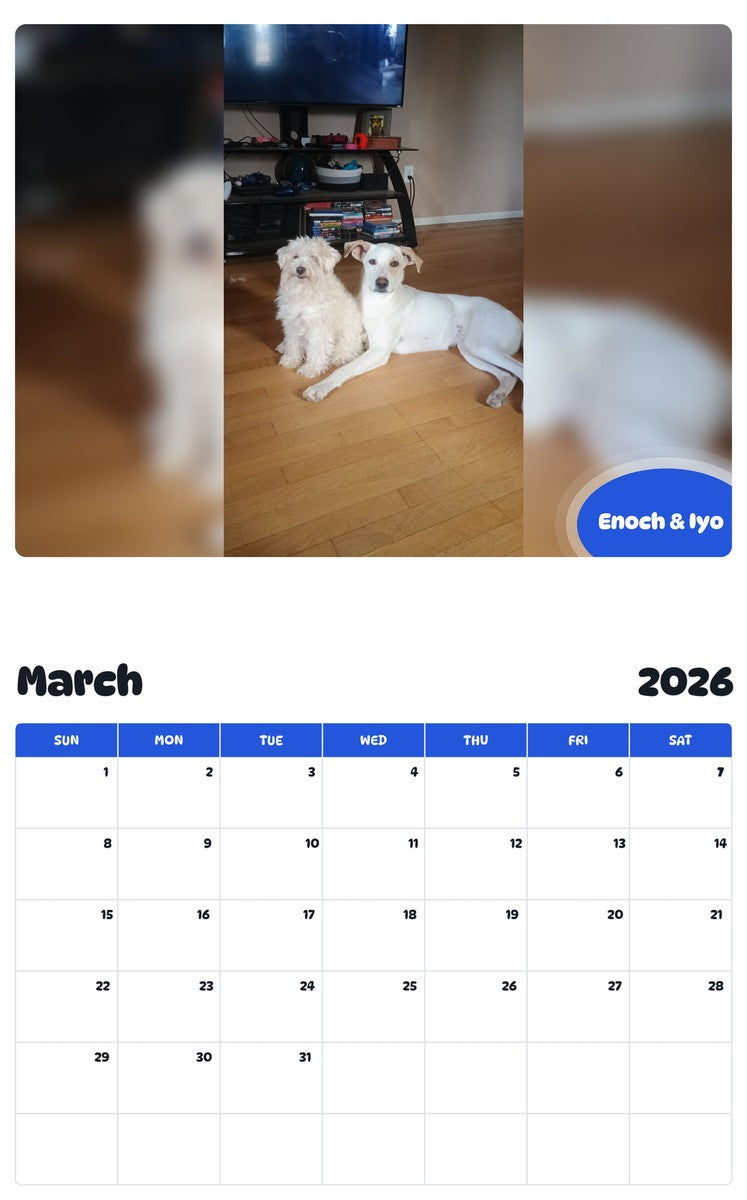 November 2025 - October 2026 Enoch & Iyo - Pawidols Pet Calendar