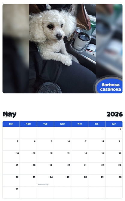 2026 - 2027 Barbosa casanova - Pawidols Pet Calendar