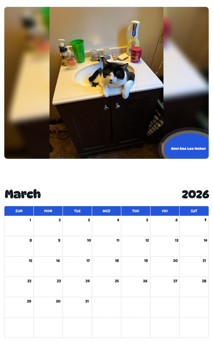 November 2025 - October 2026 Navi Rae Lee Weber - Pawidols Pet Calendar