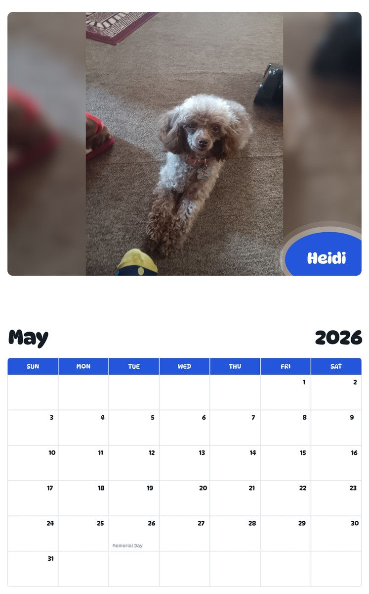 2026 - 2027 Heidi - Pawidols Pet Calendar