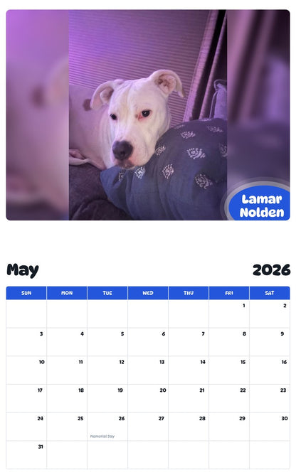 2026 - 2027 Lamar Nolden - Pawidols Pet Calendar